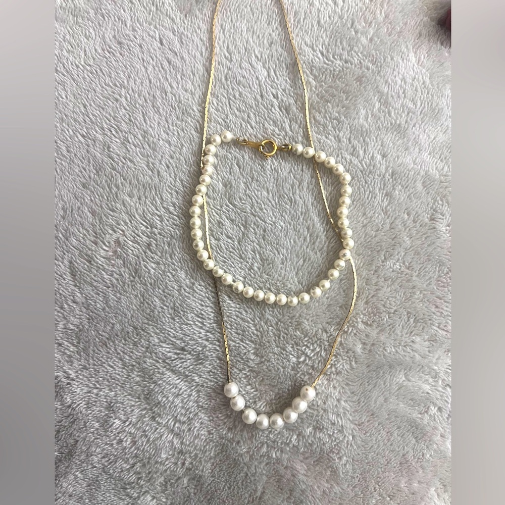 Pearl necklace with bracelet
